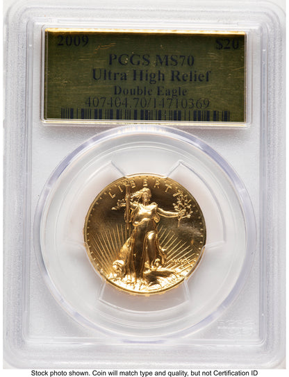 2009 G$20 Ultra High Relief Gold Foil PCGS MS70