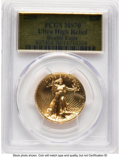 2009 G$20 Ultra High Relief Gold Foil PCGS MS70