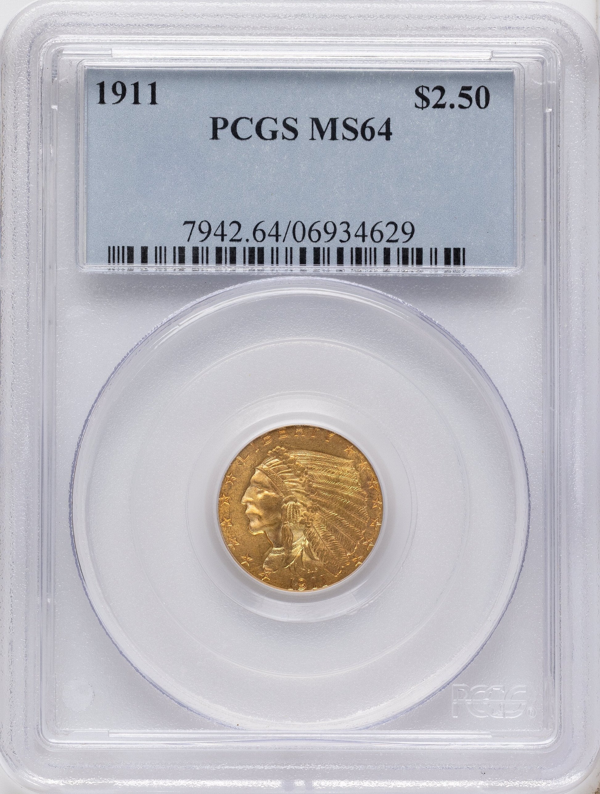 1911 $2.50 Indian Quarter Eagle PCGS MS64