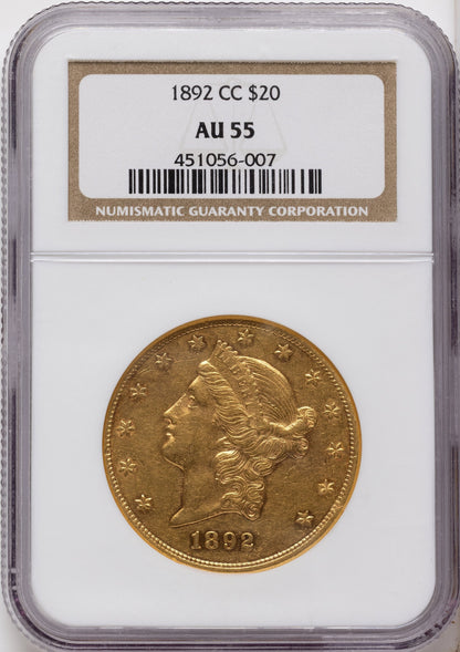 1892-CC $20 Liberty Double Eagle NGC AU55