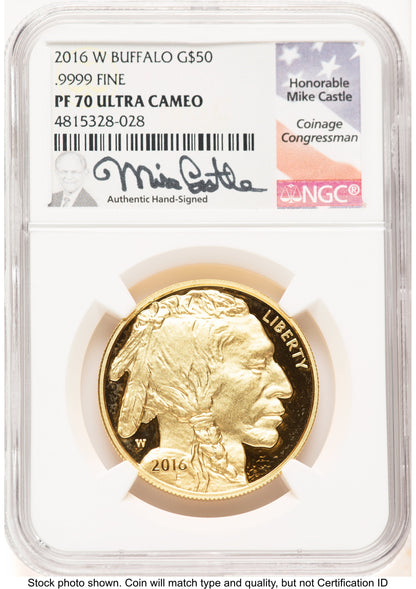 2016-W Proof Gold Buffalo 1 oz Mike Castle NGC PF70