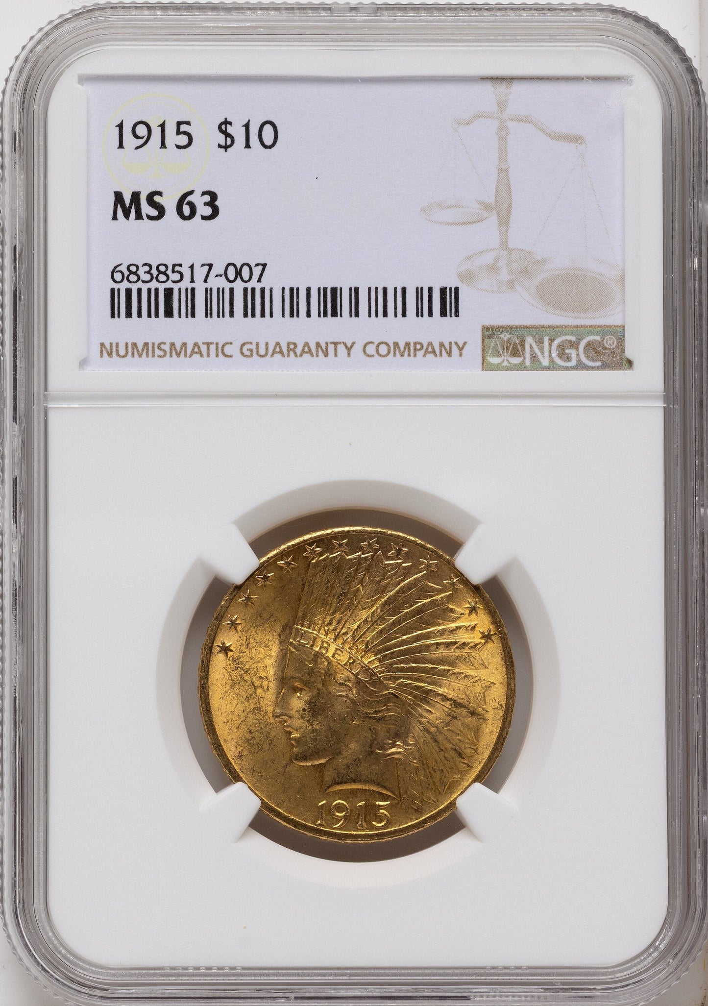 1915 $10 Indian Eagle NGC MS63