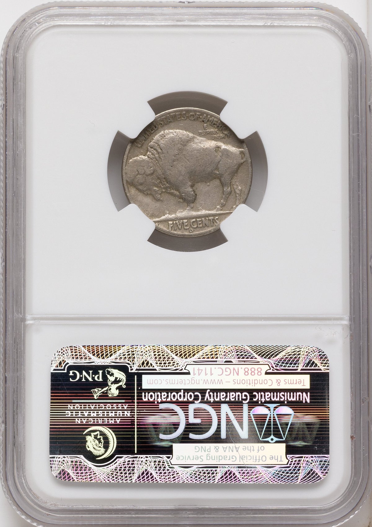 1937-D 5C Three-Legged FS-901 CAC Buffalo Nickel NGC VF25