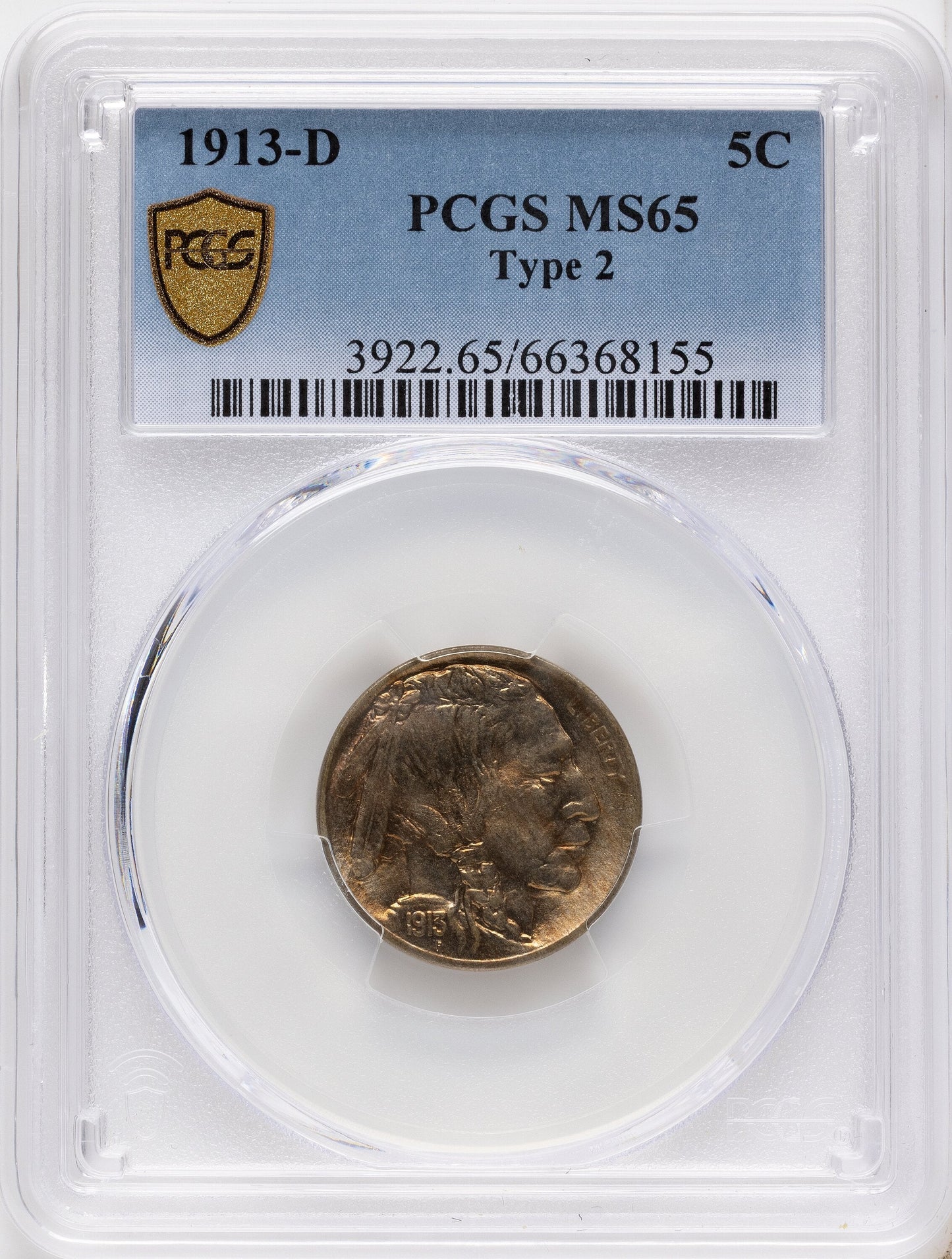 1913-D 5c Type Two Buffalo Nickel PCGS MS65