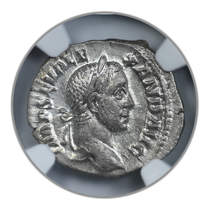 AD 222-235 Roman Empire Severus Alexander AR Denarius NGC Ancients Choice AU