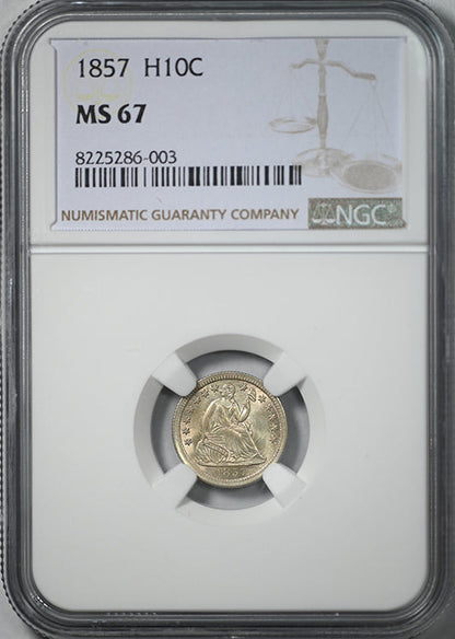 1857 Liberty Seated Half Dime H10C NGC MS67