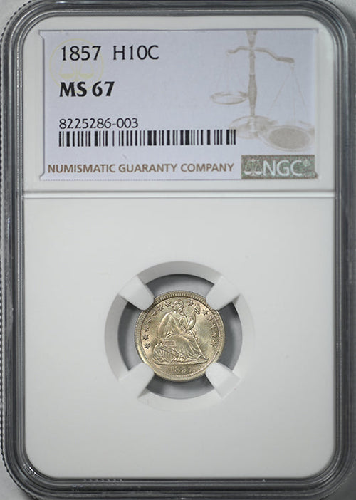 1857 Liberty Seated Half Dime H10C NGC MS67