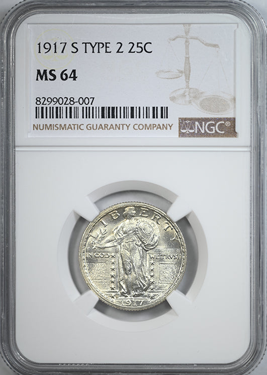 1917-S Type 2 Standing Liberty Quarter 25C NGC MS64