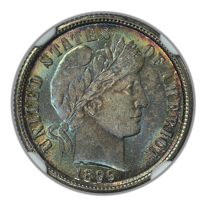 1899 Barber Dime 10C NGC MS66 - TONED!