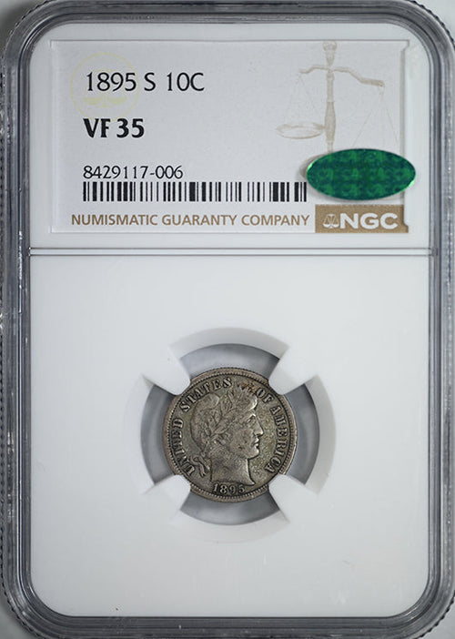 1895-S Barber Dime 10C NGC VF35 CAC