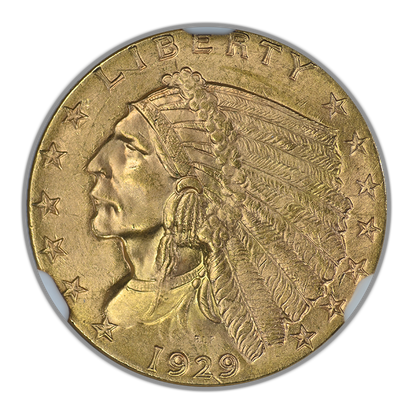 1929 Indian Head Gold Quarter Eagle $2.50 NGC MS64 CAC