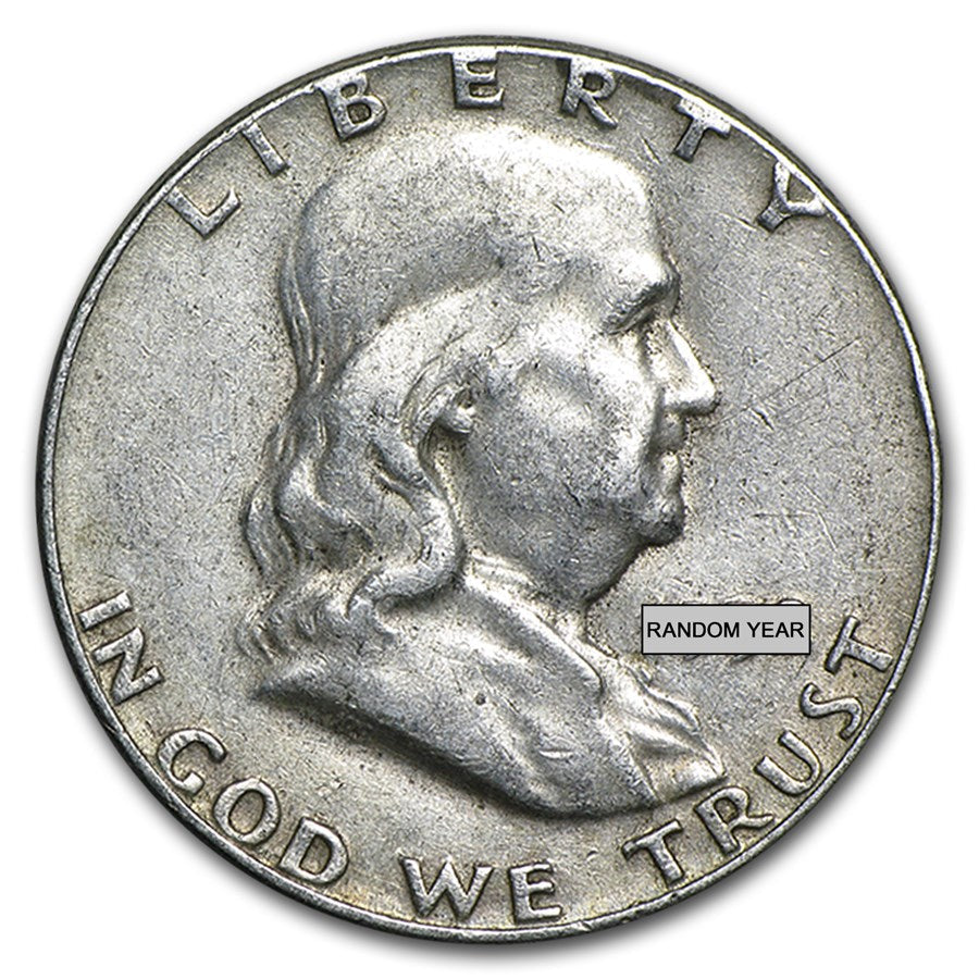 90% Silver Franklin Halves 20-Coin Roll Circulated (Mixed Dates)