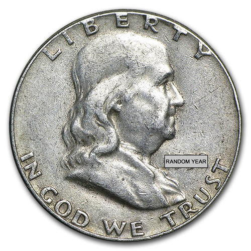 90% Silver Franklin Halves 20-Coin Roll Circulated (Mixed Dates)