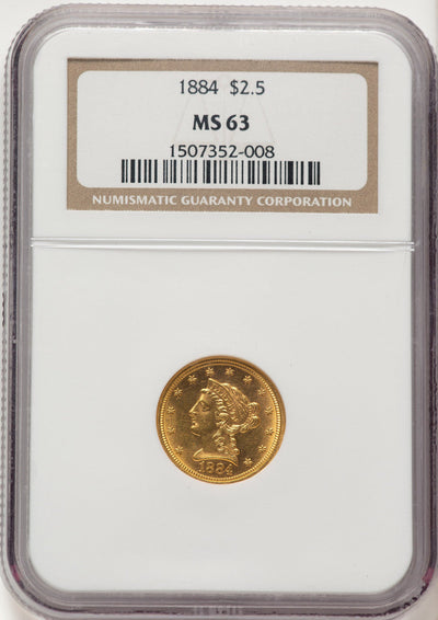 1884 $2.50 Liberty Quarter Eagle NGC MS63