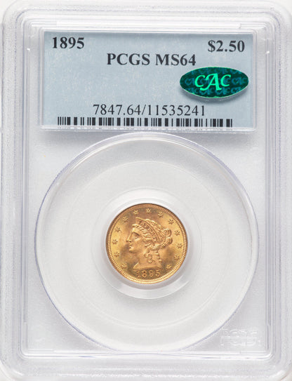1895 $2.50 CAC Liberty Quarter Eagle PCGS MS64