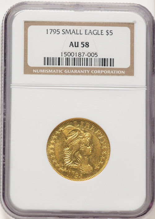 1795 $5 Small Eagle Early Half Eagle NGC AU58