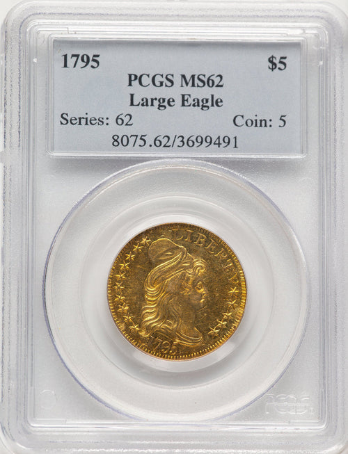 1795 $5 LG EAGLE Early Half Eagle PCGS MS62