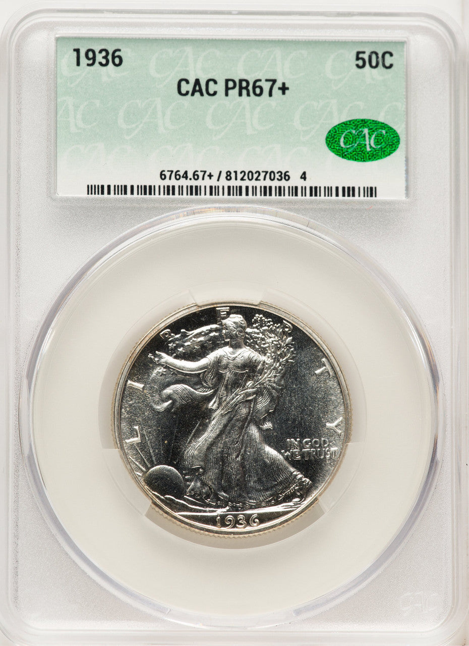 1936 50C CACG Plus Proof Walking Liberty Half Dollar CACG PR67+