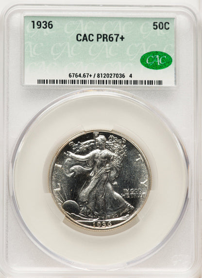 1936 50C CACG Plus Proof Walking Liberty Half Dollar CACG PR67+