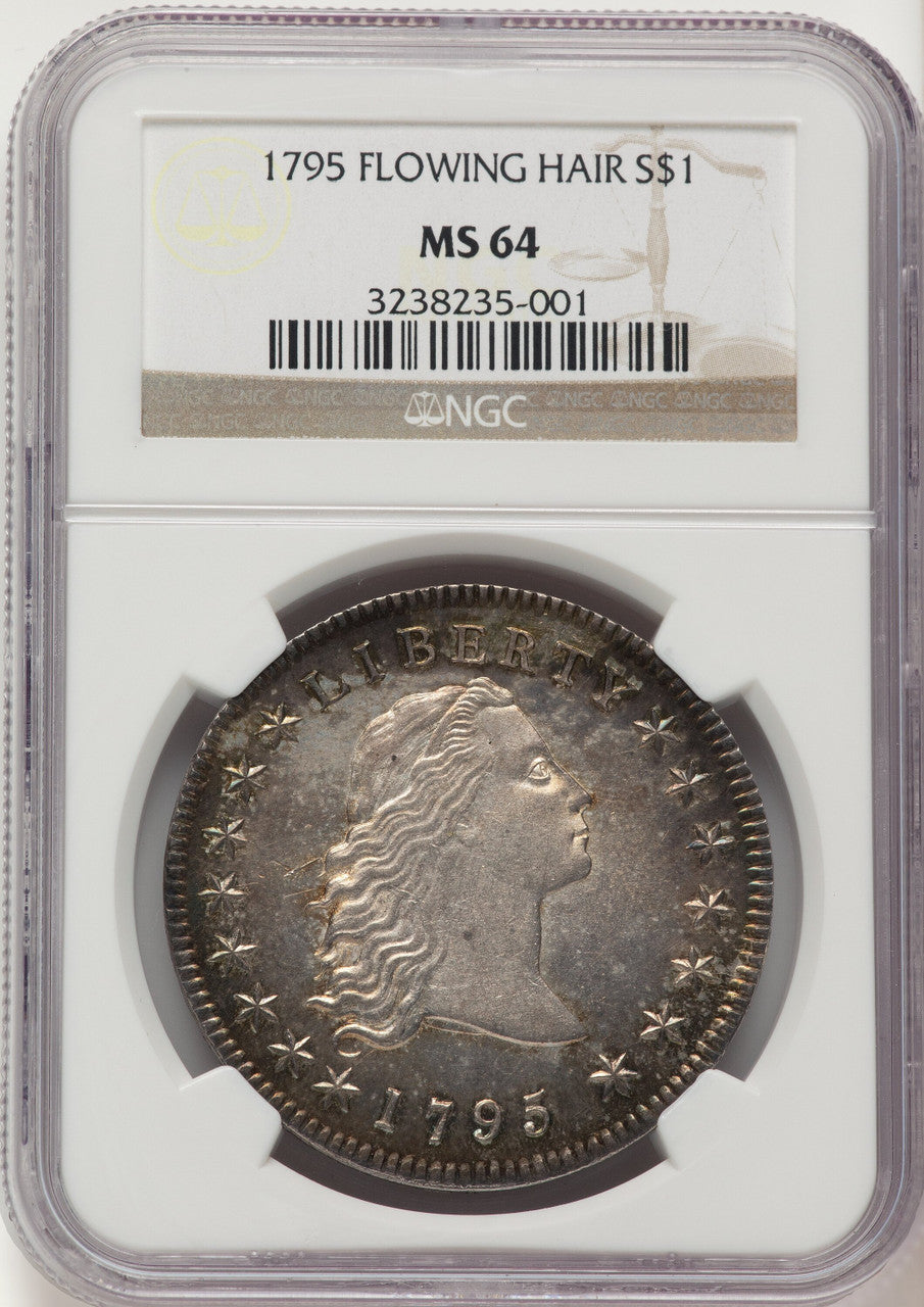 1795 Flowing Hair Three Leaves Early Dollar NGC MS64