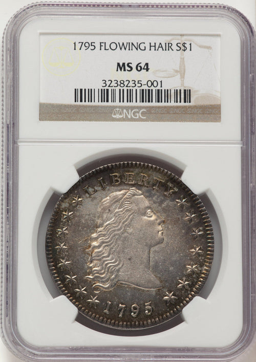 1795 Flowing Hair Three Leaves Early Dollar NGC MS64