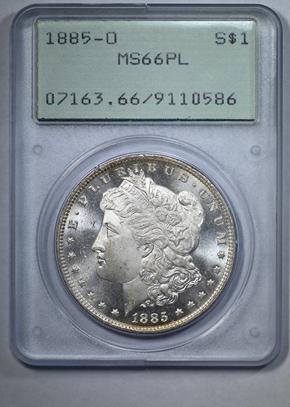 1885-O Morgan Dollar $1 PCGS Rattler MS66PL - Prooflike