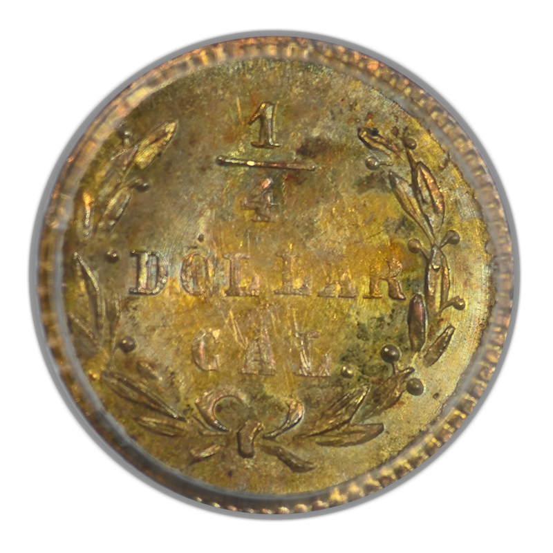 1873 Round California Fractional Gold Liberty Head 1/4 Dollar G25C PCGS MS63 BG-817 OGH