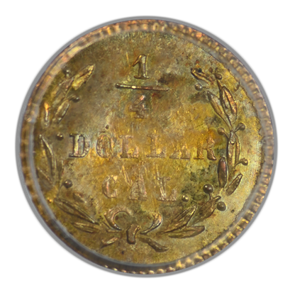 1873 Round California Fractional Gold Liberty Head 1/4 Dollar G25C PCGS MS63 BG-817 OGH