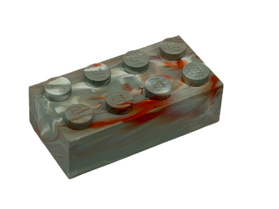 Light Gray w/ Red & White Marbled, 1970's Grangemouth Test 2x4 Brick