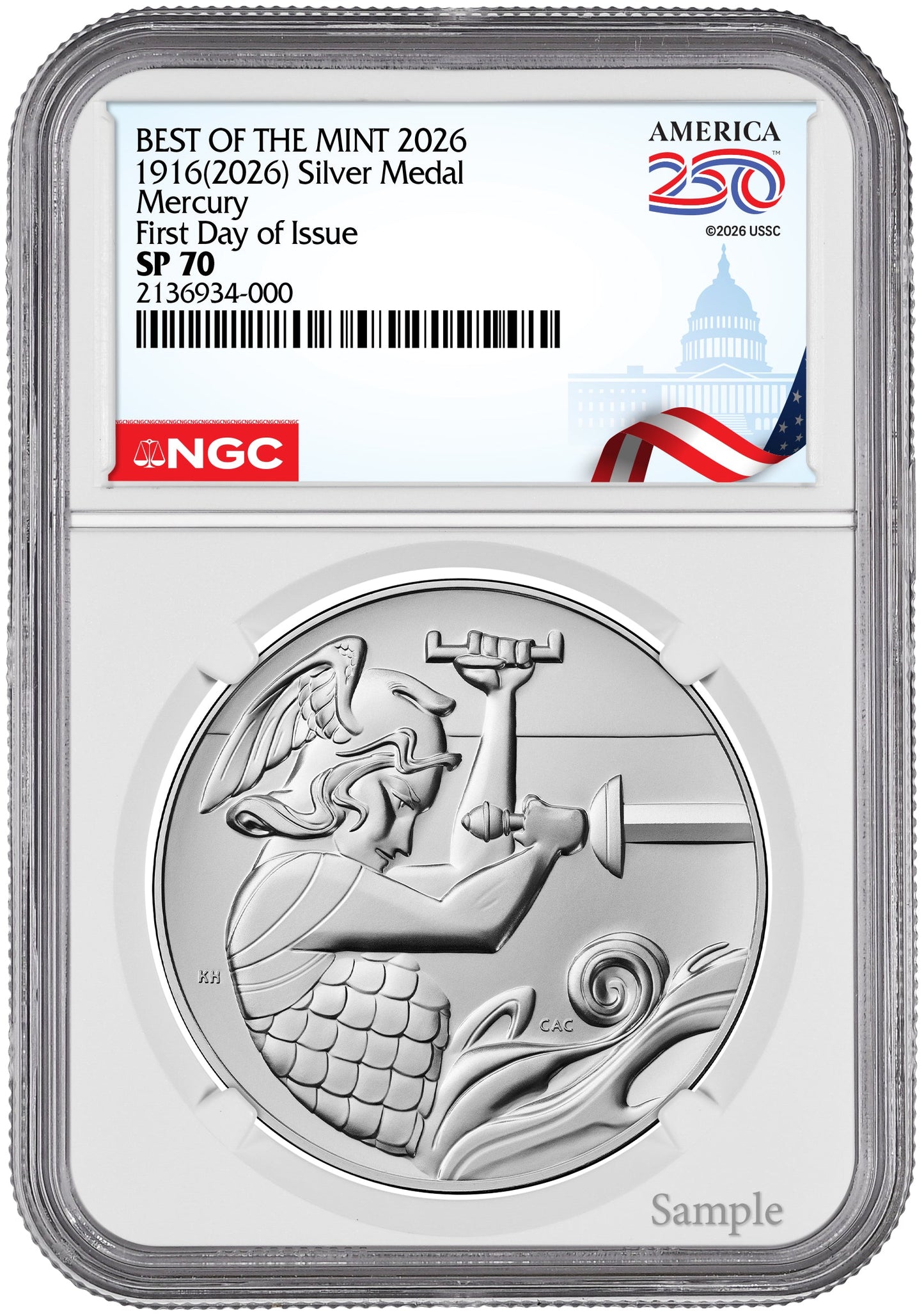 2026-W (P) 1916 Mercury Gold Coin Silver Medal Set FDI NGC SP70 Congress