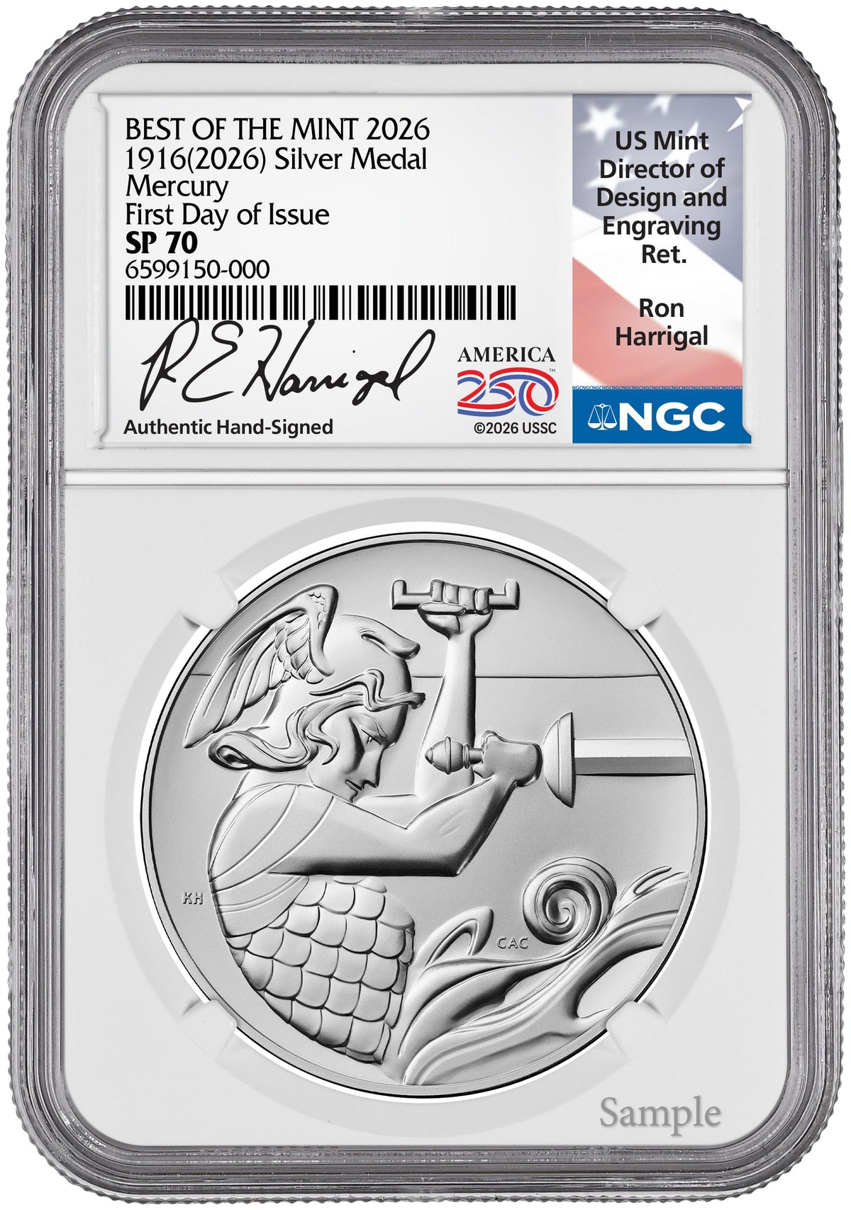 2026 (P) Silver Medal Mercury Best of the Mint NGC SP70 Harrigal