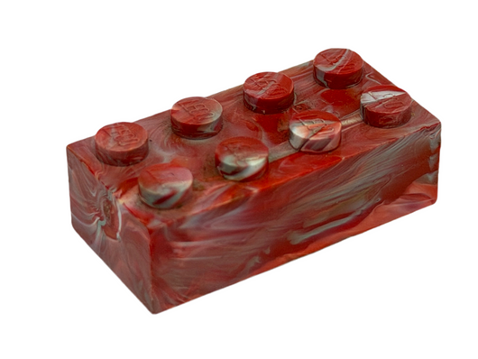Red, White & Gray Marbled, 1970's Grangemouth Test 2x4 Brick