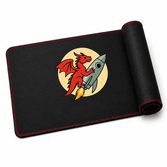 To The Moon Dragon Rocket Gaming Playmat