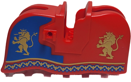 Horse Barding, Smooth Edge with Gold Lions and Border and Blue Panel Pattern