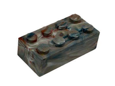 Light Gray w/ Red, White & Blue Marbled, 1970's Grangemouth Test 2x4 Brick