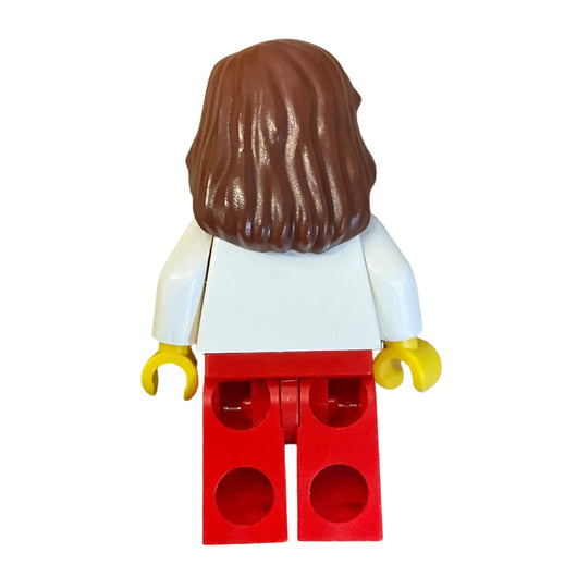 Plain White Torso, Reddish Brown Mid-Length Female Hair, pln113 - Town Minifigure