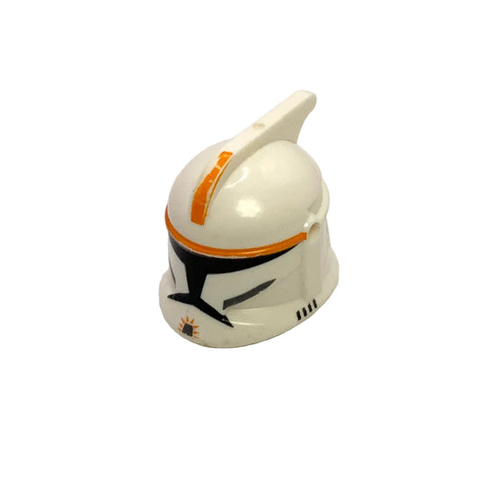 Minifigure, Headgear Helmet SW Clone Trooper with Holes, Orange Stripe Pattern (Commander Cody Phase 1), Part# 61189pb04