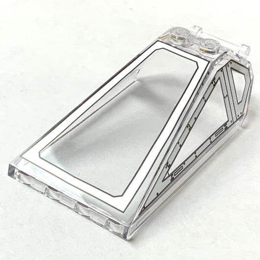 Windscreen 8 x 4 x 2 with 2 Studs and Bar Handle with Silver Cockpit Window Frames with Rivets Pattern, Part# 21849pb01