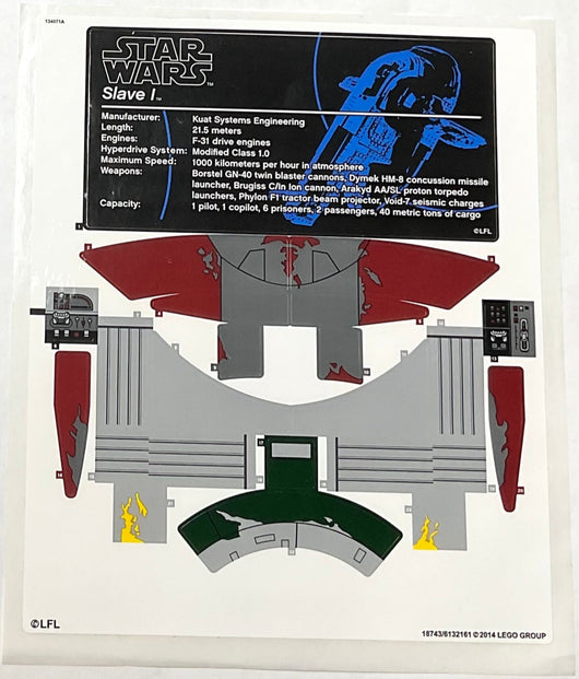 Sticker Sheet for Set Slave I UCS, 75060 - North American Version (Correct Print 'tractor') - (18743/6132161), Part# 75060stk01d