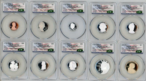 2026-S Semiquincentennial US Mint Proof Set CAC PR70 First Day of Delivery Flag Label