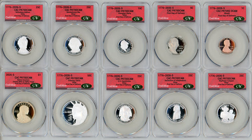 2026-S Semiquincentennial US Mint Proof Set CAC PR70 First Day of Delivery Feigenbaum Label