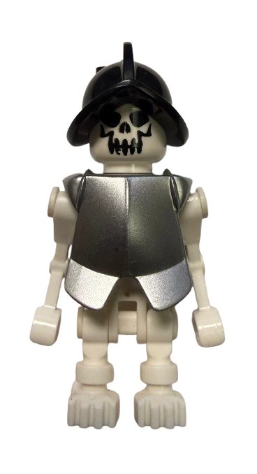 Skeleton, Fantasy Era Torso with Evil Skull, Black Conquistador Helmet, Metallic Silver Armor, gen021a - Indiana Jones