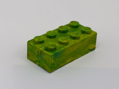 Green & Yellow w/ Red Marbled, 1970's Grangemouth Test 2x4 Brick