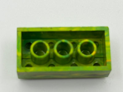 Green & Yellow w/ Red Marbled, 1970's Grangemouth Test 2x4 Brick