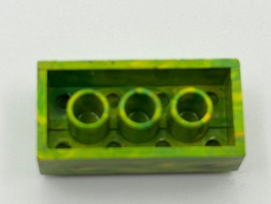 Green & Yellow w/ Red Marbled, 1970's Grangemouth Test 2x4 Brick