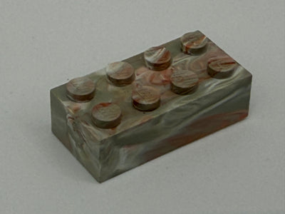 Light Gray w/ Red & White Marbled, 1970's Grangemouth Test 2x4 Brick