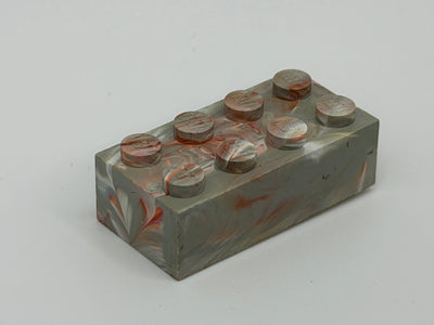Light Gray w/ Red & White Marbled, 1970's Grangemouth Test 2x4 Brick