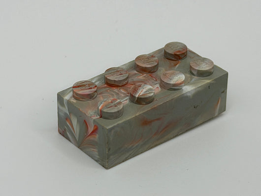 Light Gray w/ Red & White Marbled, 1970's Grangemouth Test 2x4 Brick