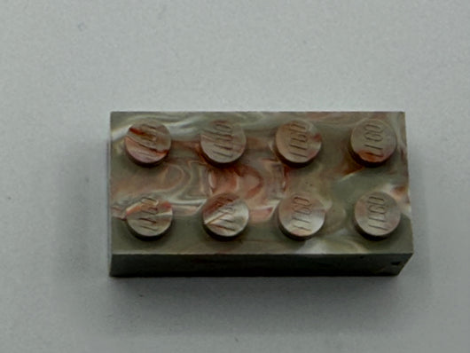 Light Gray w/ Red & White Marbled, 1970's Grangemouth Test 2x4 Brick