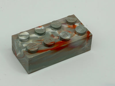 Light Gray w/ Red & White Marbled, 1970's Grangemouth Test 2x4 Brick